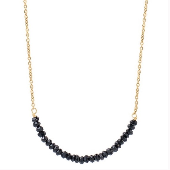 Stella & Dot Jewelry Rare Stella Dot After Midnight Black Faceted Beads Gold Chain Necklace